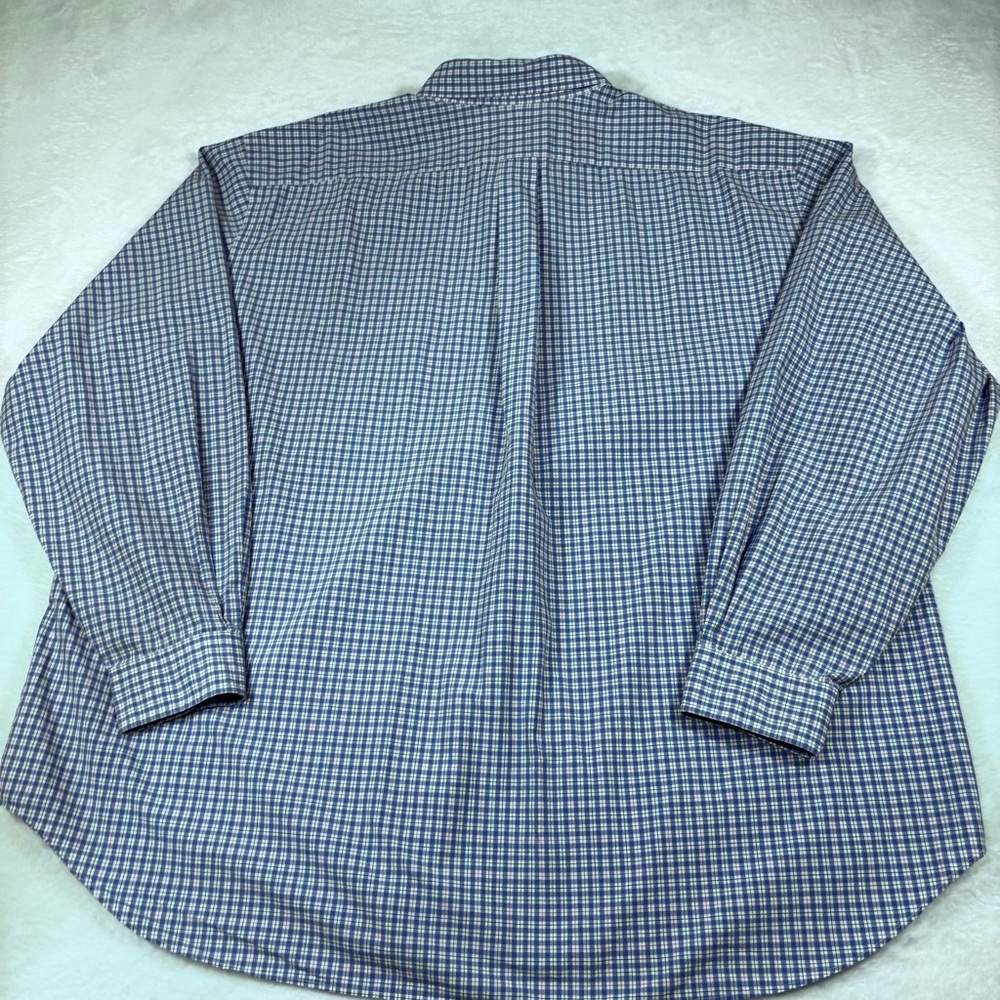 Ralph Lauren Men 3XB Blue & White Checkered Plaid Long Sleeve Button Down Shirt - Picture 3 of 12